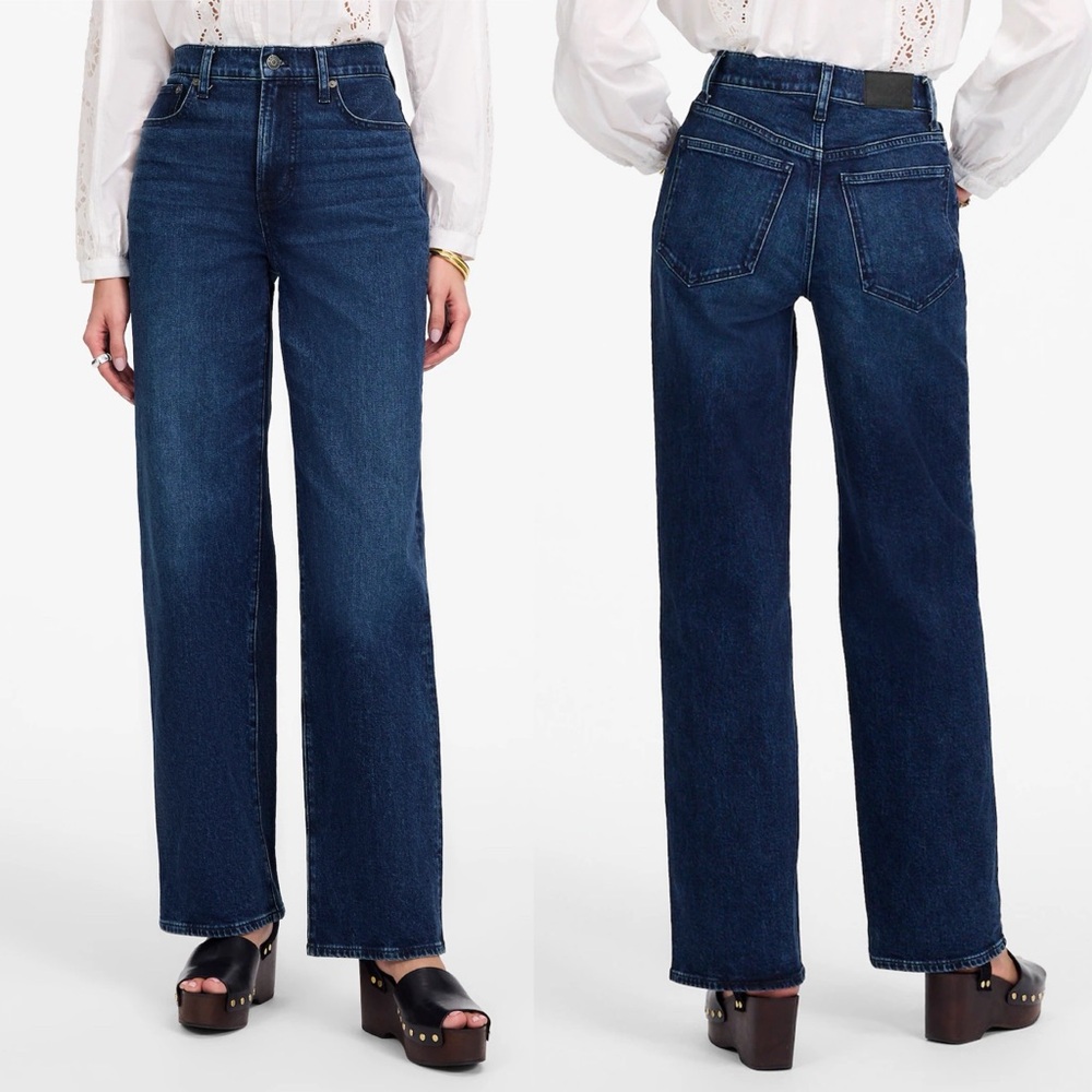 Madewell Dark Blue Flare & Wide Leg Jeans